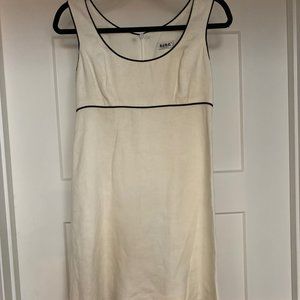 BCBG Vintage Late 90s Empire Waisted White Sheath Dress with Black Trim Size 2